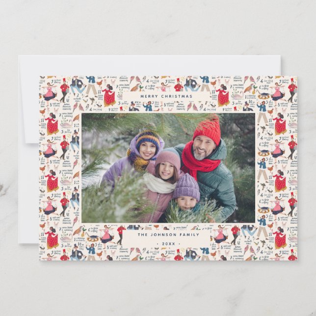 Cartes Pour Fêtes Annuelles 12 Jours de Noël classique photo traditionnelle (Devant)