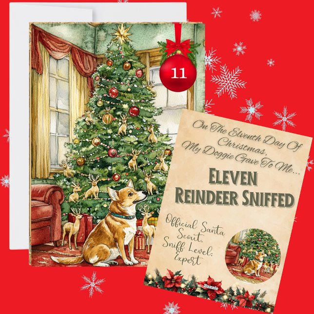 Cartes Pour Fêtes Annuelles 12 Jours De Noël Doggie 11 (Créateur téléchargé)