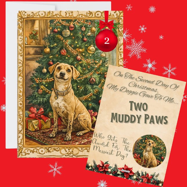 Cartes Pour Fêtes Annuelles 12 Jours De Noël Doggie Jour 2 (Créateur téléchargé)
