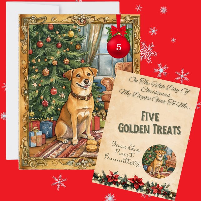 Cartes Pour Fêtes Annuelles 12 Jours De Noël Doggie Jour 5 (Créateur téléchargé)
