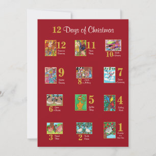 Cartes Pour Fêtes Annuelles 12 Jours de Noël Mignonne Typographie Animale Pers