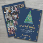Cartes Pour Fêtes Annuelles 12 Photo - Chaleurest Wishes Christmas Tree Orname<br><div class="desc">CONCEPTION AVANT : Un arbre de Noël moderne et minimal avec un arrière - plan Aquarelle et des ornements. Le salut - les voeux les plus chauds - peut être changé. Une zone de message est également incluse avec une zone pour ajouter une signature de famille et des noms individuels....</div>