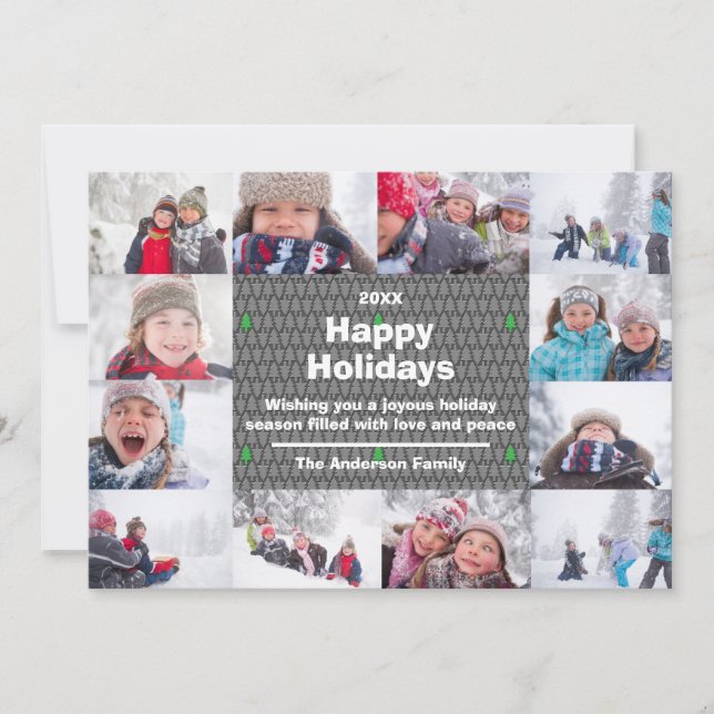 Cartes Pour Fêtes Annuelles 12 Photo Happy Holidays Collage - Christmas Card (Devant)