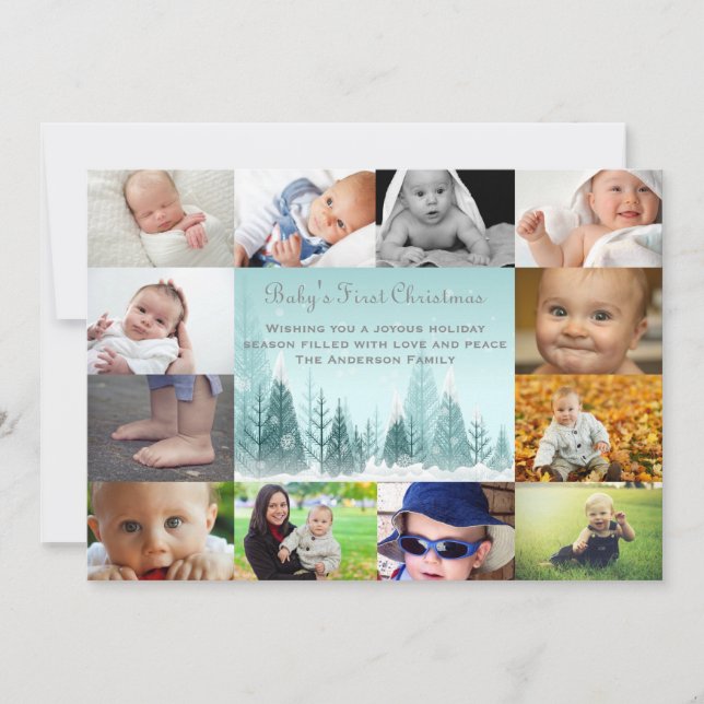 Cartes Pour Fêtes Annuelles 12 Photo Hiver Paysage Collage - 5x7 Baby (Devant)