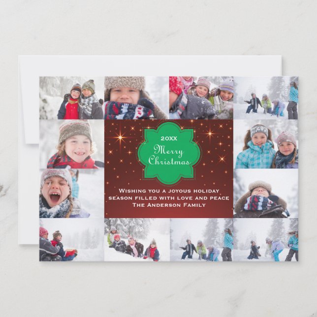 Cartes Pour Fêtes Annuelles 12 Photo Joyeux Collage de Noël-5x7Christmas Card (Devant)