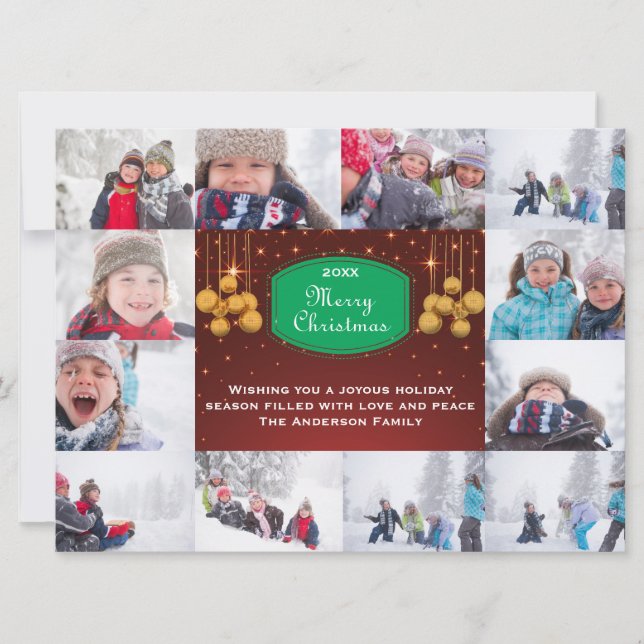 Cartes Pour Fêtes Annuelles 12 Photo Merry Christmas Collage-6x8Christmas Card (Devant)