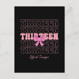 Cartes Pour Fêtes Annuelles 13 ans Coquette rose Bow Officielle Adolescent 13