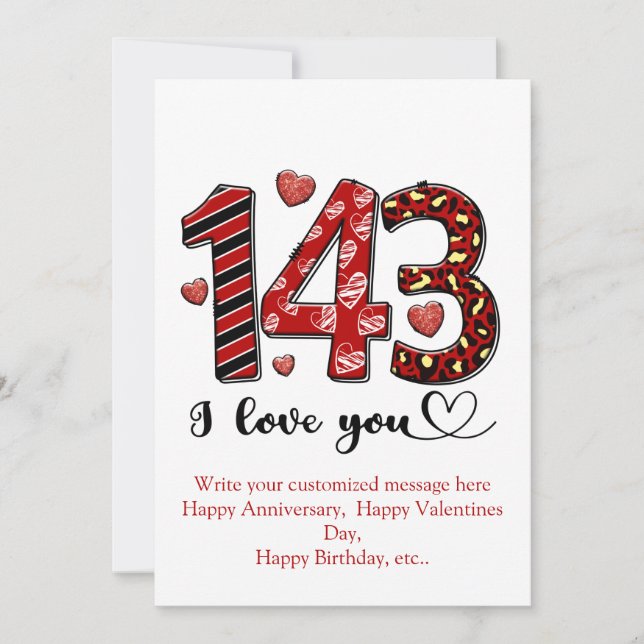 Cartes Pour Fêtes Annuelles 143 Je t'aime Anniversaire des Valentines personna (Devant)