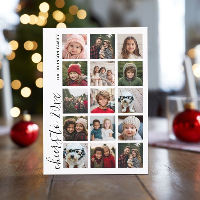 Cartes Pour Fêtes Annuelles 15 Photos Salutations à l'année HYN Noël minimal (15 Photo Collage - Online Christmas Card - Download Option Available)