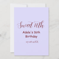 16e anniversaire doux pastel mauve rétro nom
