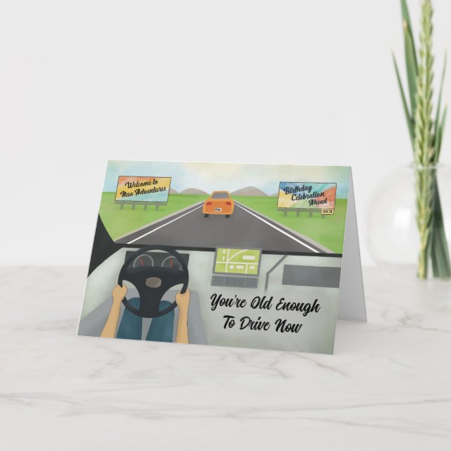 Cartes Pour Fêtes Annuelles 16ème Anniversaire Assez Pour Conduire (Devant)