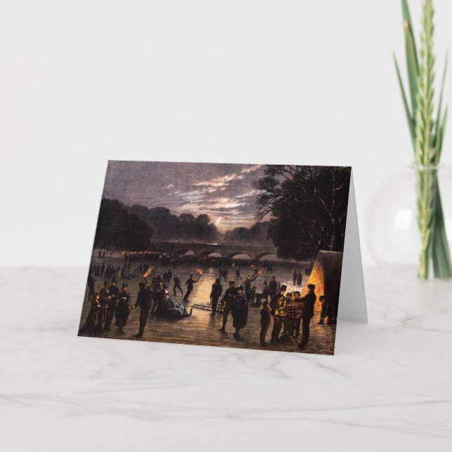 Cartes Pour Fêtes Annuelles 1870 Patinage sur glace à Londres (Devant)