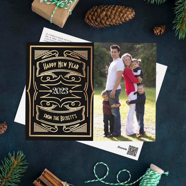 Cartes Pour Fêtes Annuelles 1920'S Gatsby Typografy New Year (Créateur téléchargé)