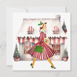 Cartes Pour Fêtes Annuelles 1950 Noël Dame Vintage Shopping