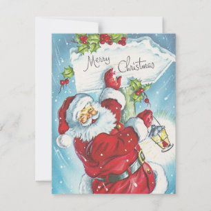 Cartes Pour Fêtes Annuelles 1950 Retro Vintage Christmas Père Noël