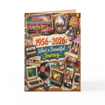 1956-2026 Retro 70th Birthday Greeting Card