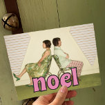 Cartes Pour Fêtes Annuelles 1970s NOEL Message Vintage Style Photo<br><div class="desc">Ajoutez une touche rétro à vos cartes de Noël cette année avec ces cartes photos prêts à être personnalisés avec votre propre photo et votre message personnalisé au verso. Ils présentent le message "Noel" dans le style vintage funky lettering en rose sur le devant et un motif vintage de coordination...</div>