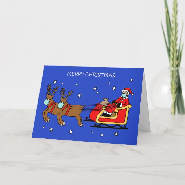 Cartes Pour Fêtes Annuelles 19 Noël Père Noël et Sleigh (Devant)
