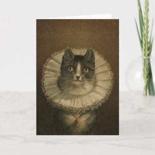Cartes Pour Fêtes Annuelles 19th Century Vintage Cat Print Greeting Card