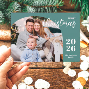 Cartes Pour Fêtes Annuelles 1 photo Arche de Noël moderne minimaliste turquois