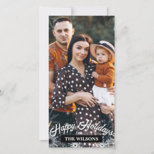 Cartes Pour Fêtes Annuelles 1 Photo Joyeuses Fêtes Flocons cadre de Noël