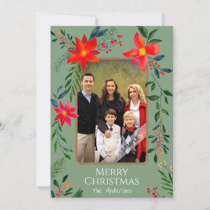 Cartes Pour Fêtes Annuelles 1 Photo Joyeux Noël Aquarelle Fleurs Fêtes