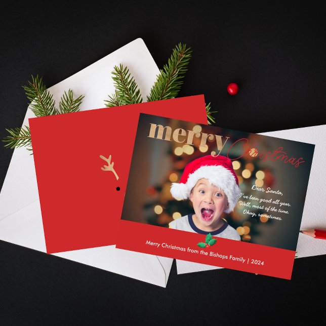 Cartes Pour Fêtes Annuelles 1 Photo Moderne Joyeux Noël Cher Père Noël toute l (Créateur téléchargé)