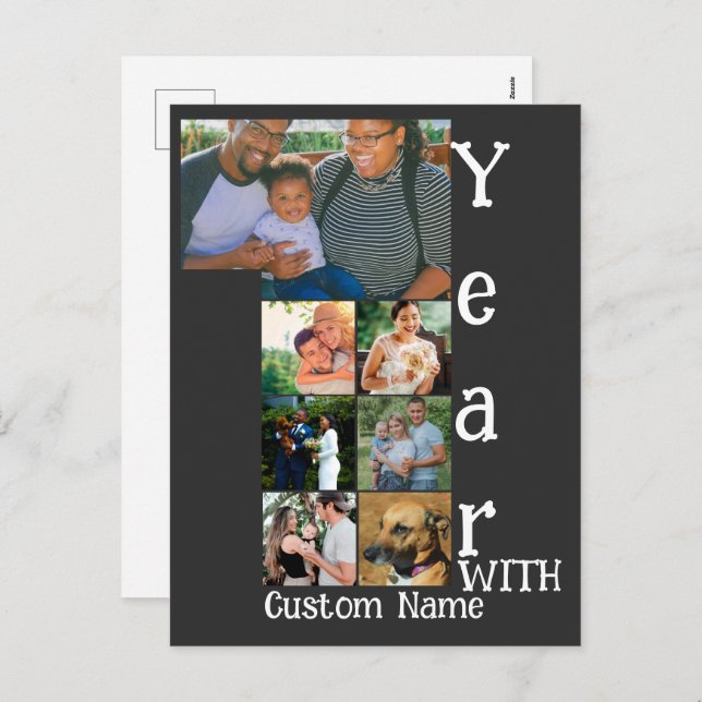 Cartes Pour Fêtes Annuelles 1er anniversaire mariage personnalisé 7 photo coll (Devant / Derrière)