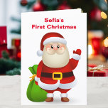 Cartes Pour Fêtes Annuelles 1er Noël Baby's Personalize Nom Père Noël<br><div class="desc">Père Noël Ajouter Nom de l'enfant - 1ère carte de Noël</div>