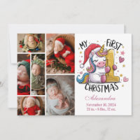 1er Noël de bébé 6 Photo Licorne rose or