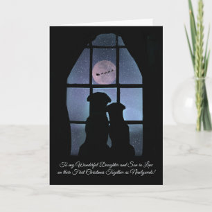 Cartes Pour Fêtes Annuelles 1er Noël Ensemble Fille et Fils En Droit