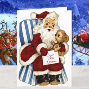 Cartes Pour Fêtes Annuelles 1er Noël Personnalisez le nom du bébé Père Noël