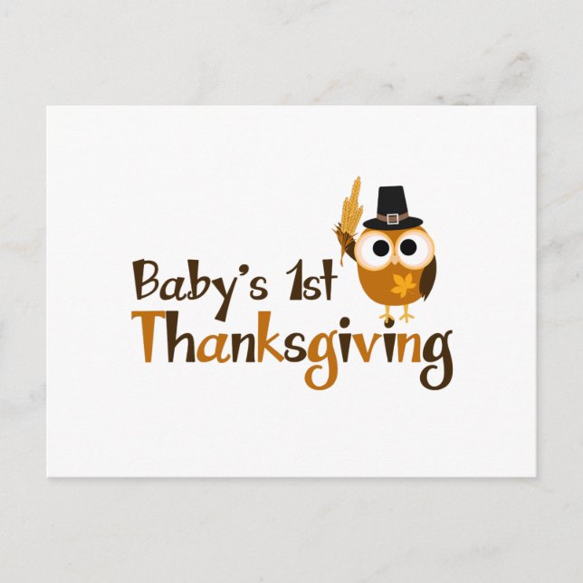 Cartes Pour Fêtes Annuelles 1er Thanksgiving de bébé (Devant)