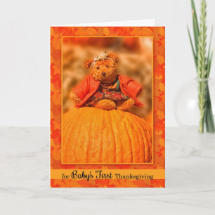 Cartes Pour Fêtes Annuelles 1er Thanksgiving Sweet Teddy Bear du bébé