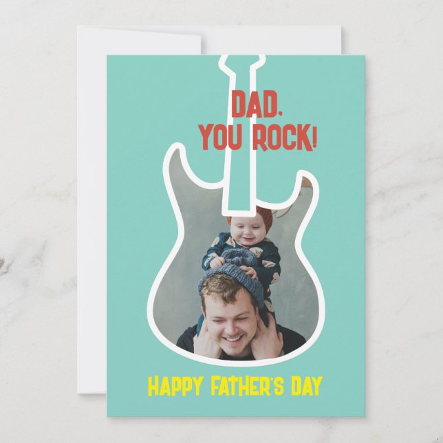 Cartes Pour Fêtes Annuelles 1ère Fête des pères Papa You Rock Funny Guitare Pl (Devant)