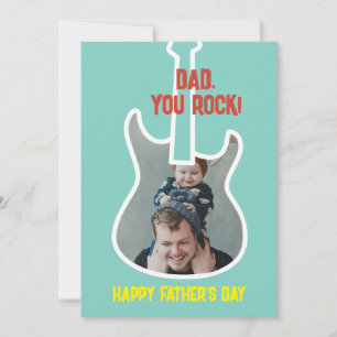 Cartes Pour Fêtes Annuelles 1ère Fête des pères Papa You Rock Funny Guitare Pl
