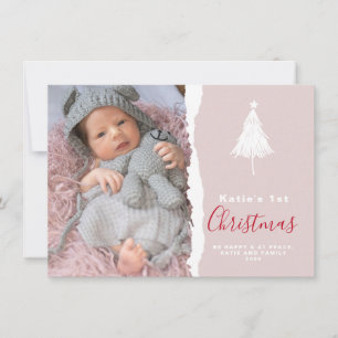 Cartes Pour Fêtes Annuelles 1ère photo de Noël Blush de bébé branché