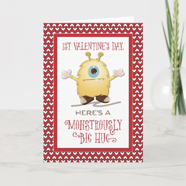 Cartes Pour Fêtes Annuelles 1ère Saint Valentin Monster Hug Valentine Hearts K (Devant)