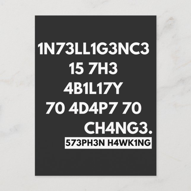 CARTES POUR FÊTES ANNUELLES 1N73LL1G3NC3 15 7H3 4B1L17Y 70 4D4P7 70 CH4NG3. (Devant)