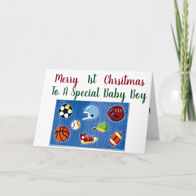 Cartes Pour Fêtes Annuelles ***1re NOËL **BÉBÉ GARÇON*** AVEC JOUETS GALORE (Devant)
