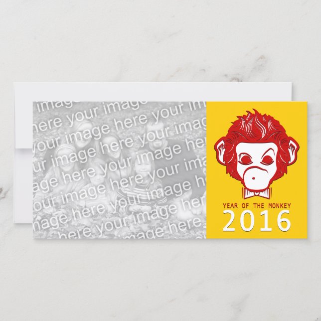 Cartes Pour Fêtes Annuelles 2016 année du singe (bowtie) (Devant)