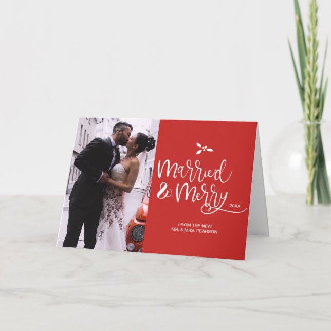 Cartes Pour Fêtes Annuelles 2020 premier Noël Marié et Joyeux Newlyweds (Devant)