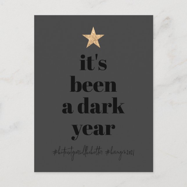 Cartes Pour Fêtes Annuelles 2020 Recommencement Humour Typo Étoile Dorée Arbre (Devant)