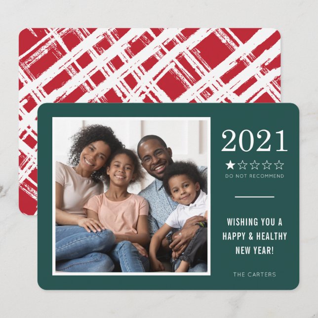 Cartes Pour Fêtes Annuelles 2021 NE RECOMMANDE PAS drôle note 1 étoile verte (Devant / Derrière)