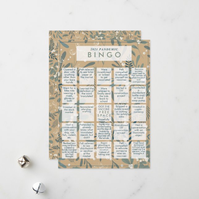 Cartes Pour Fêtes Annuelles 2021 Pandemic BINGO Funny Mistletoe Or Noël (Devant/Arrière en situation)