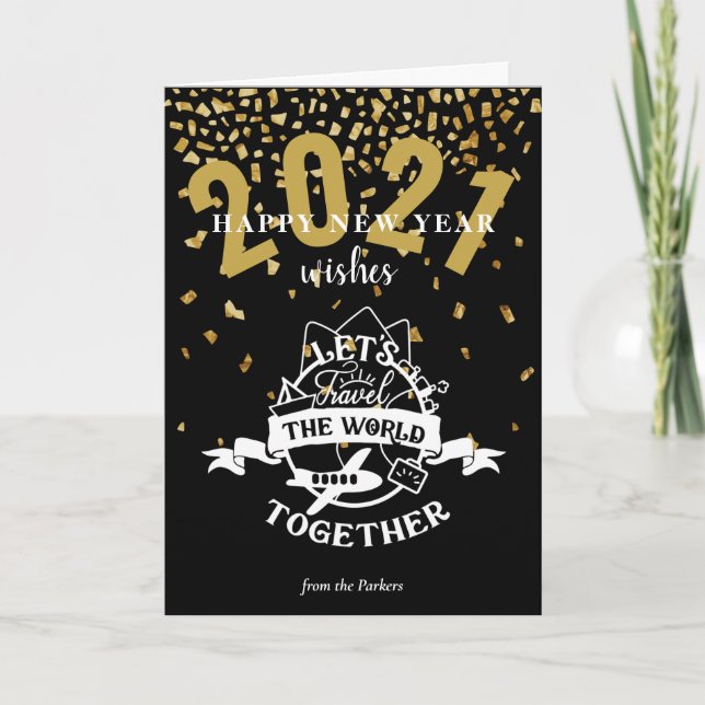 Cartes Pour Fêtes Annuelles 2021 SOUHAITS | Voyageons ensemble dans le monde (Devant)