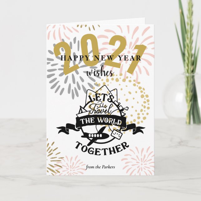 Cartes Pour Fêtes Annuelles 2021 SOUHAITS | Voyageons ensemble dans le monde (Devant)
