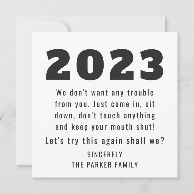 Cartes Pour Fêtes Annuelles 2022 Essayons de nouveau ceci | Bonne année (Devant)