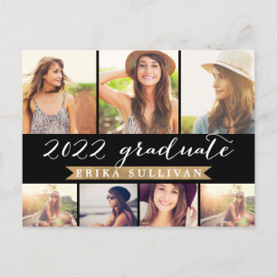 Cartes Pour Fêtes Annuelles 2022 Graduation Script Photo Collage Party