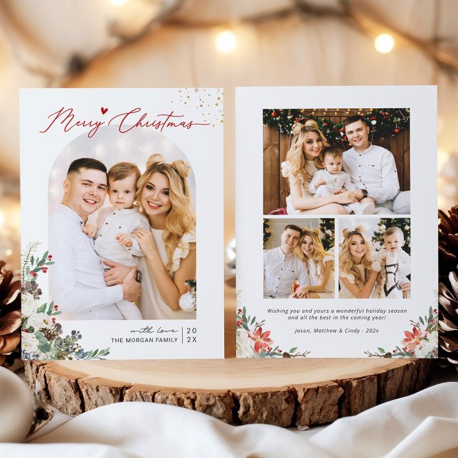 Cartes Pour Fêtes Annuelles 2022 Nouveau design moderne Arc photo Joyeux Noël (Créateur téléchargé)